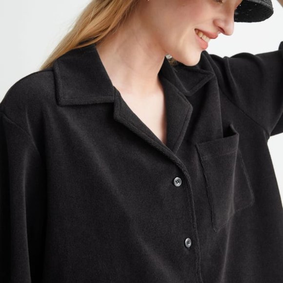 & Other Stories Boxy Terry Shirt Black (Part of a set) - Picture 2 of 9